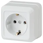 Розетка Intro Quadro 2Э-202-01 с заземлением 2P+E Schuko, 16А-250В, IP20, ОУ, без монтажной пластины, белый