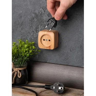 Розетка 1-местная ОП Минск 10А без заземления светлое дерево