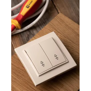 Выключатель двухклавишный СП проходной 10А бежевый Минск