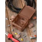 Коробка распаячная КМР-030-031 с крышкой (83х83х54) 7 мембранных вводов тёмное дерево IP54 PROxima