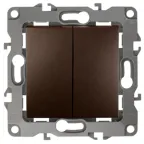 Выключатель двойной, 10АХ-250В, б.л., Эра12, бронза,12-1004-13