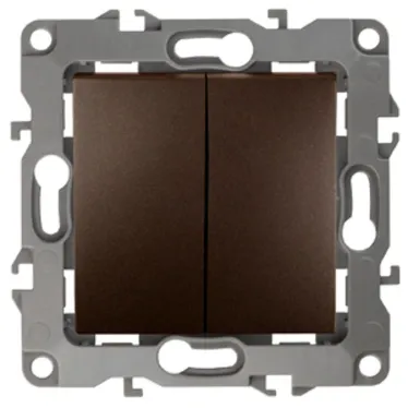 Выключатель двойной, 10АХ-250В, б.л., Эра12, бронза,12-1004-13