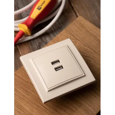 Розетка Минск USB 2-местная СП 2,1А бежевая