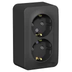 BLANCA розетка наружная двойная с заземлением со шторками, 16А, 250В, антрацит