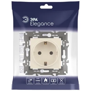 Розетка 2P+E Schuko, 16А-250В, Эра Elegance, сл.кость, 14-2101-02