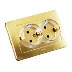 Розетка двойная скрытая с заземлением со шторками (стакан) золото