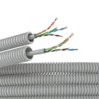 Электротруба ПВХ гибкая гофрированная д.16мм цвет серый с кабелем витая пара 5EU/UTP нг(А)-HF 50м