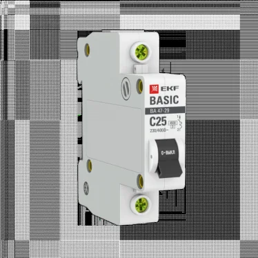 Выключатель автоматический однополюсный 25А С ВА47-29 4.5кА