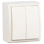 15 Aqua Выключатель двухклавишный IP54 10А 250В винтовой зажим S15A слоновая кость