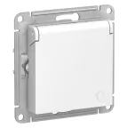 Розетка ATLASDESIGN AQUA с заземлением со шторками с крышкой 16А IP44 механизм белый