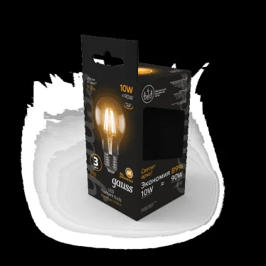 Лампа светодиодная филаментная LED 10 Вт 930 лм 2700К А60 груша теплый E27 AC 220В прозрачная колба Black Filament Gauss