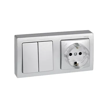 Рамка на 2 поста горизонтальная 75х146 мм, S73L, алюминий