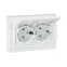 Минск Розетка 2-местная СП с/з с крышкой 16А белаяс защ. штор. IP44