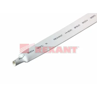 Термоусаживаемая трубка 12,0 6,0 мм, белая, упаковка 50 шт. по 1 м, REXANT