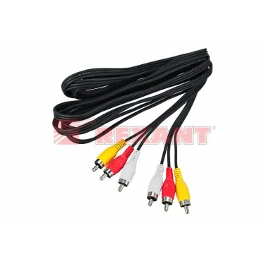 Шнур 3 RCA - 3 RCA, 10 м., черный