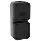 Розетка 2-местная вертикальная TORS 16А IP55 графит