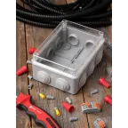 Коробка распаячная КМР-050-041пк пылевлагозащищенная10 мембранных вводов уплотнительный шнур прозрачная крышкой (150х110х70) PROxima