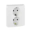 ETIKA Розетка двойная с заземлением со шторками белая автоматические зажимы