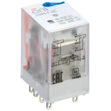 Реле интерфейсное ORM 2C 24В DC со светодиодом и тестовой кнопкой