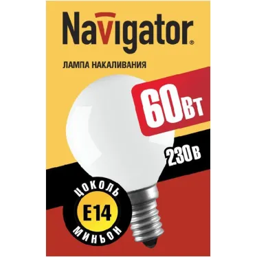 Лампа накаливания декоративная ДШ 60вт Р45 230в Е14 матовая (шар)