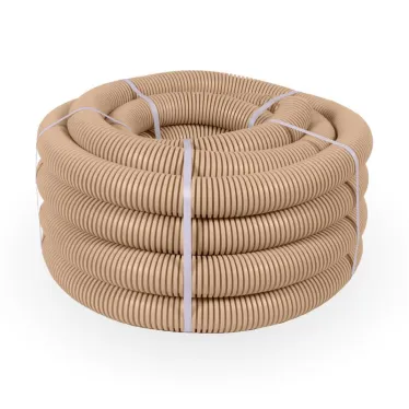 Труба гофрированная ПВХ легкая 350 Н сосна с/з d40 мм (15 м/уп) Промрукав