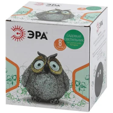 Садовый светильник Сова серая на солнечной батарее, полистоун, 11,5 см ERAFYS01-08