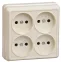 ОКТАВА Розетка 4 поста без заземления 10А наружная кремовая