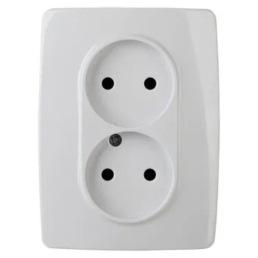 Розетка 2X2P, 16A-250В, винт, Эра12, белый, 12-2117-01