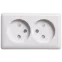 ХИТ открытой установки Розетка двойная без заземления со шторками, 16А, белый