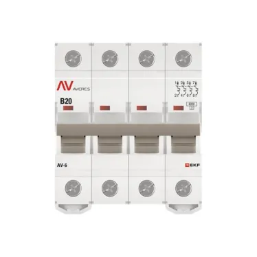 Выключатель автоматический AV-6 4P 20A (B) 6kA AVERES