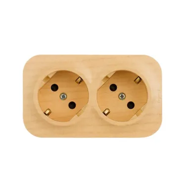 Quteo розетка двойная с заземлением с защитными шторками -16 A- 250 В IP 20 - Дерево