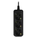 Удлинитель электрический UX-3e-3m-B с заземлением 3 розетки 3м ПВС 3x0,75мм2 10А черный