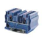 Клемма проходная, зажим push-in, 2 точки подключения, 4 кв.мм, синяя