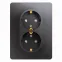 GLOSSA розетка двойная с заземлением со шторками в сборе графит
