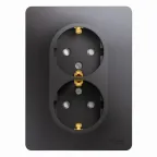 GLOSSA розетка двойная с заземлением со шторками в сборе графит