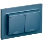 BRITE Розетка 2-местная с заземлением с защитными шторками и крышкой 16А в сборе IP44 РСбш12-3-44-БрМ маренго