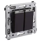 Avanti Выключатель двухклавишный в стену, Черный квадрат