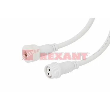 Соединительный кабель (2pin) герметичный (IP67) 2х1,0кв мм белый, REXANT