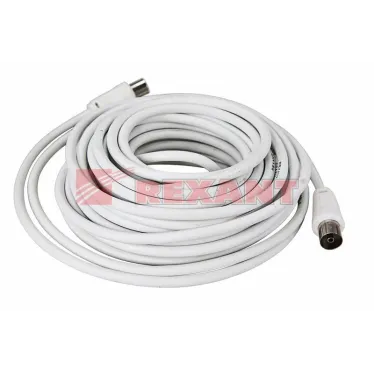 Шнур ТВ гнездо - ТВ штекер, длина 10 метров, белый,