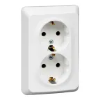 ЭТЮД Розетка двойная скрытой установки с заземлением без шторок 16А 250B, белый