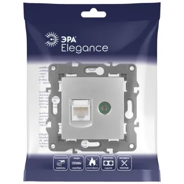 Розетка RJ45+TV, Эра Elegance, алюминий, 14-3110-03