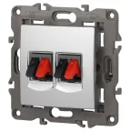 Розетка аудио двойная, Эра Elegance, алюминий, 14-3112-03