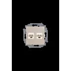 15 Розетка телефонная двойная скрытая 2хRJ11 винтовые зажимы шампань