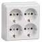 Розетка четырехместная с заземлением 16А белая