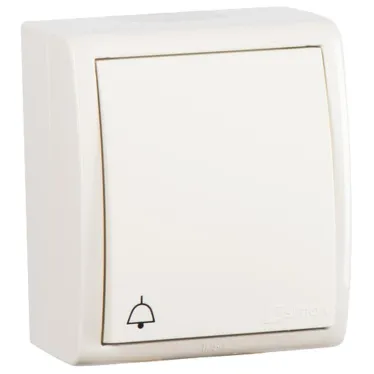 15 Aqua Кнопка клавишная с символом «звонок» с подсветкой IP54 10А 250В винтовой зажим S15A слон. кость