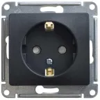 GLOSSA Розетка с заземлением со шторками антрацит в рамку