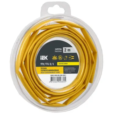 Трубка термоусадочная ТТУ нг-LS 2/1 желтая (2м/упак) IEK