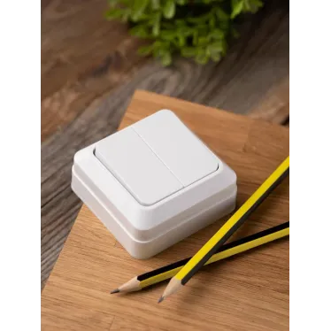 Рим Выключатель двухклавишный 10А белый