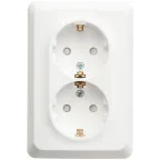ЭТЮД Розетка двойная скрытой установки с заземлением со шторками 16А 250B, белый