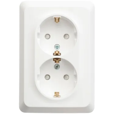 ЭТЮД Розетка двойная скрытой установки с заземлением со шторками 16А 250B, белый